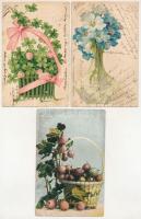VIRÁGOK - 13 db RÉGI (1905 előtti) motívum képeslap / FLOWERS - 13 pre-1905 motive art postcards. litho