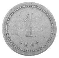 1907. 1f (?) Cu-Ni "A Magy. Kir. Államvasutak Alkalmazottai Fogyasztási Szövetkezete" fém ...