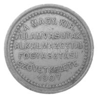 1907. 1f (?) Cu-Ni "A Magy. Kir. Államvasutak Alkalmazottai Fogyasztási Szövetkezete" fém ...