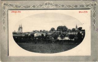 1913 Zsolna, Sillein, Zilina; látkép. Nürnberg Ármin kiadása / view + "Zsolna pályaudvar" (EB)