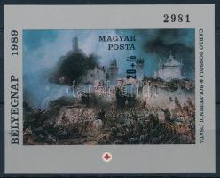 1989 Bélyegnap - Festmény XXIV. - Vöröskereszt vágott blokk (8.000)
