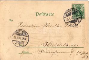 1902 Fröhliche Pfingsten / Pünkösdi üdvözlet, hölgy kutyával / Pentecost greeting art postcard, lady...