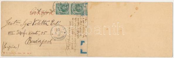 Catania, Panorama con vista dell'Etna. 2-tiled folding panoramacard (fl)