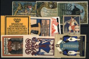 Régi, német kiállítási levélzáró tétel berakólapon / German poster stamps