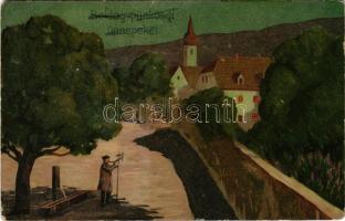 Boldog pünkösdi ünnepeket! / Pentecost greeting art postcard (r)