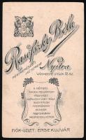 cca 1910 Kisgyermek portréja, vizitkártya Rasofszky (Rasovszky) Béla nyitrai műterméből, 10,5x6,5 cm