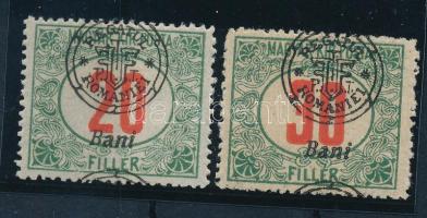 Nagyvárad 1919 Pirosszámú 20f, 30f eltolódott felülnyomással, Bodor vizsgálójellel