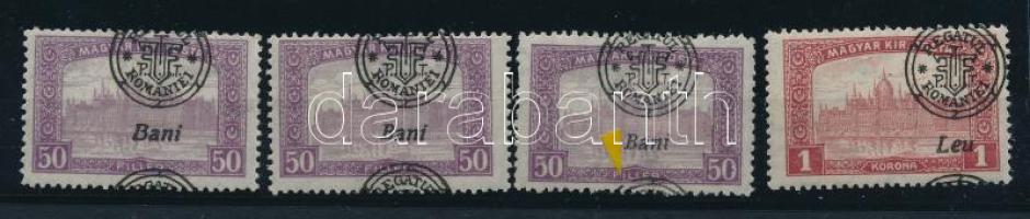 Nagyvárad 1919 4 db bélyeg eltolódott felülnyomással, Bodor vizsgálójellel