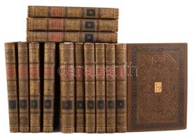 b. Eötvös József munkái sorozat 13 kötete. Bp., 1891-1892. Ráth Mór. Aranyozott, festett, egészvászon sorozatkötésben, jó állapotban