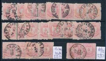 1874 10 db 5kr pár 13 fogazás + 1 db 11 1/2 fogazással