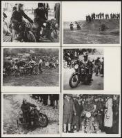 Motorversenyek és résztvevői, 6 db reprodukciós fotó, hátoldalon feliratozva (KTT verseny Csepel, Hősök emlékversenye 24 órás futam, tihanyi verseny), 9×12 cm
