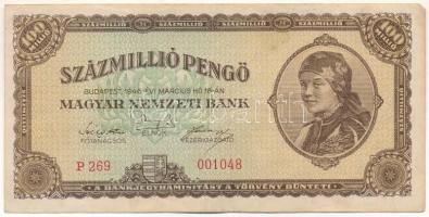 1946. 100.000.000P viszonylag alacsony "P 226 001048" sorszámmal T:F