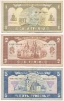 Ukrajna 1992. 1H + 2H + 5H T:F Ukraine 1992. 1 Hryvnia + 2 Hryvni + 5 Hryven C:F Krause 103., 104., 105.