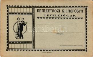 Nemzetközi Világposta Levelezőlap úrleánynak. A Feladó vallomásai a hátoldalon. György J. kiadása / International World Post Postcard for a Lady. Confessions of the sender on the backside (fl)