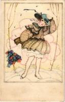 1921 Girl art postcard. B.K.W.I. 111-6. s: Mela Koehler (fl)