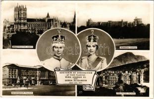 1937 VI. György brit király és felesége (II. Erzsébet királyné szülei) koronázási emlék. A képeslap ...
