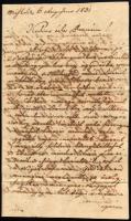 1831 Kolera levél Miskolcról, négy oldalas kézzel írott levél, kolera mentesítés miatt átszurkálva, megfüstölve. A szövegben a járványról is ír.