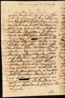 1831 Kolera levél Miskolcról, négy oldalas kézzel írott levél, kolera mentesítés miatt átszurkálva, ...
