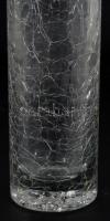 Craquelée német krakléüveg hengerváza, jelzett, hibátlan, m: 25,5 cm