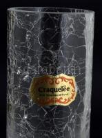 Craquelée német krakléüveg hengerváza, jelzett, hibátlan, m: 25,5 cm