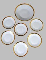 Bavaria plasztikus virágmintás aranyozott 6 személyes pralinékínáló, jelzett, minimális kopással, d: 12,5-19 cm