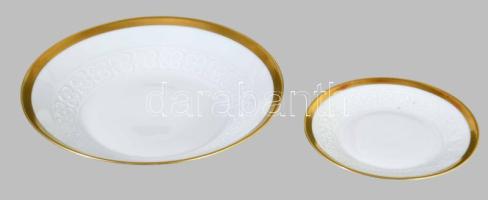 Bavaria plasztikus virágmintás aranyozott 6 személyes pralinékínáló, jelzett, minimális kopással, d:...