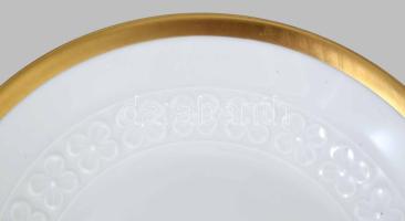 Bavaria plasztikus virágmintás aranyozott 6 személyes pralinékínáló, jelzett, minimális kopással, d:...