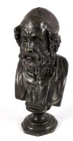 Homérosz mellszobra. Patinázott bronz, cca 20. sz. eleje, m: 18 cm