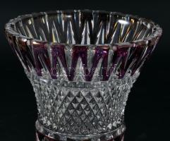 Magyar ólomkristály talpas váza, minimális kopással, m: 16,5 cm