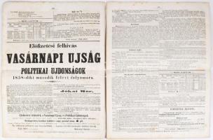 1858 Vasárnapi Ujság V. évf. 24. sz. és 44. sz. (2 db), kiadó-tulajdonos: Heckenast Gusztáv, Pest, L...