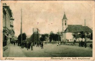 1940 Battonya, Fő utca, Római katolikus templom, Hangya szövetkezet üzlete. Orbán Ferencné kiadása (fl)
