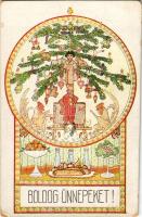 Boldog Ünnepeket! Országos Anya és Csecsemővédő Egyesület kiadása 925. sz. / Christmas greeting art ...