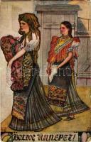 1913 Boldog Ünnepet! Országos Anya és Csecsemővédő Egyesület kiadása 936. sz. / Easter greeting art ...