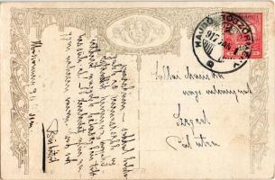 1917 Boldog Újévet! Országos Anya és Csecsemővédő Egyesület kiadása / New Year greeting art postcard...