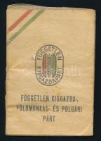 Független Kisgazdapárt tagkönyv