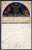 1928 Boldog Karácsonyi Ünnepeket! / Christmas greeting art postcard (Rb)