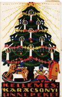 1924 Kellemes Karácsonyi Ünnepeket! / Christmas greeting art postcard (EB)