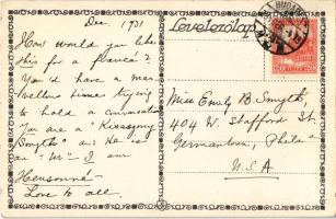 1931 Boldog Újévet! Magyar folklór művészlap. Rigler J. E. / New Year greeting art postcard, Hungari...