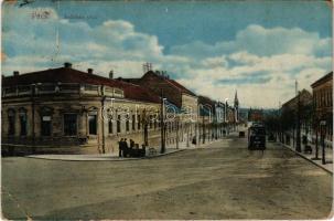 1917 Pécs, Indóház utca, villamos (EB)