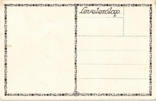 Boldog Újévet! Magyar folklór művészlap. Rigler J. E. / New Year greeting art postcard, Hungarian fo...