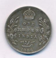 Brit-India 1906. 1R Ag "VII. Eduárd" T:XF patina, ph. British India 1906. 1 Rupee Ag "Edward VII" C:XF patina, edge error Krause KM#508