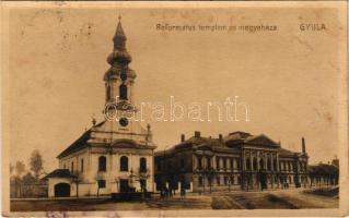 1910 Gyula, Református templom és megyeháza. W.L. Bp. Nr. 1571. Dobay János kiadása (fl)