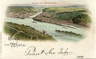 1899 Bingen and Bingerbrück am Rhein litho (cut)