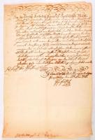 1776 Körmöcbánya (Kremnitz SK) nak küldött udvari levél tanúvallomás felvételéről ami a város gazdálkodását érinti. Papírfelzetes viaszpecséttel  1776 Court letter sent to Kremnitz SK regarding the taking of testimony concerning the town's economy. Paper-based wax seal