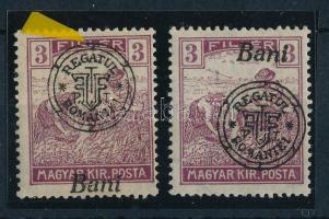 Nagyvárad 1919 Arató 2 db 3f eltolódott felülnyomással, Bodor vizsgálójellel
