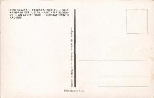 Párbaj a pusztán. Magyar folklór művészlap / Hungarian folklore art postcard s: Benyovszky István (E...