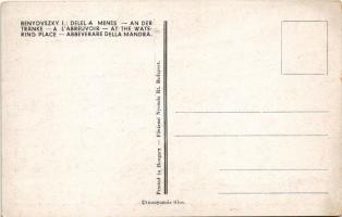 Delel a ménes. Magyar folklór művészlap / Hungarian folklore art postcard s: Benyovszky István (gyűr...