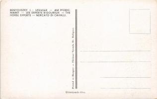 Lóvásár. Magyar folklór művészlap / Hungarian folklore art postcard, horse market s: Benyovszky Istv...