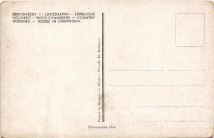 Lakodalom. Magyar folklór művészlap / Hungarian folklore art postcard, wedding s: Benyovszky István ...