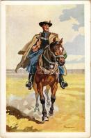 A csikós. Magyar folklór művészlap / Hungarian folklore art postcard s: Benyovszky István (EK)